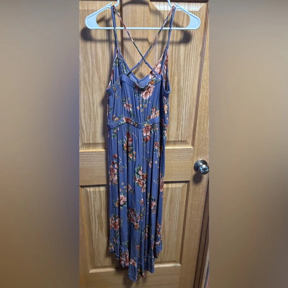 #41 American Eagle Rayon Floral Jumpsuit 17-19.5” PTP, 13-16” waist - Picture 5 of 6